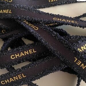 Authentic CHANEL Midnight Blue and Gold Ribbon